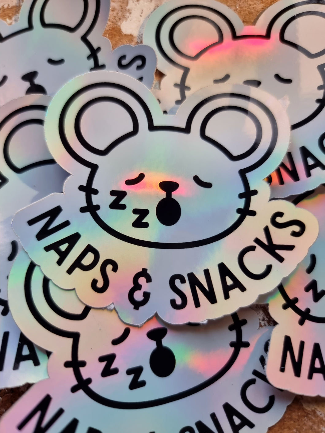 Naps & Snacks - Holographic Sticker