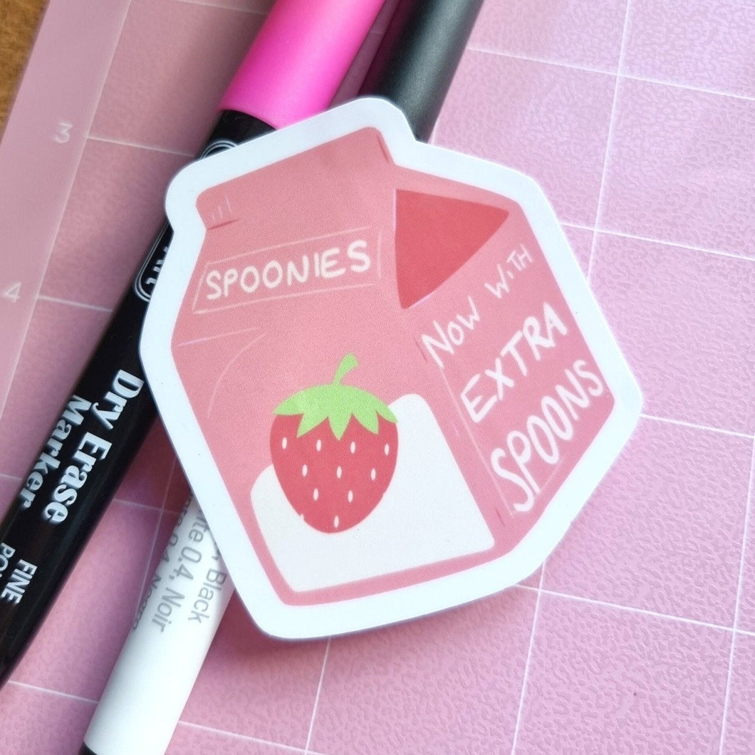 Spoonies Strawberry Milk Carton Sticker