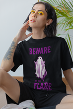 Load image into Gallery viewer, Beware of the flare - halloween spoonie t-shirt

